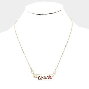 Rhinestone safety pin crush necklace